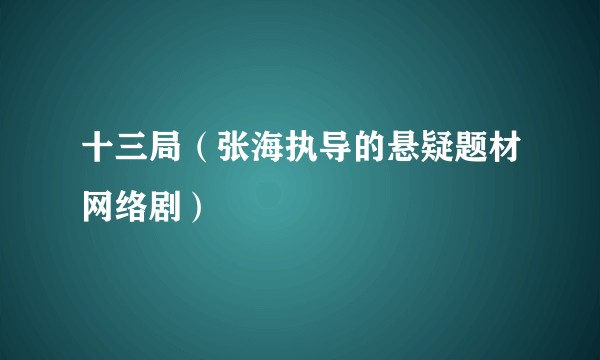 十三局（张海执导的悬疑题材网络剧）