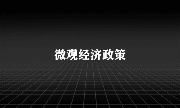 微观经济政策