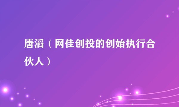 唐滔(网佳创投的创始执行合伙人)