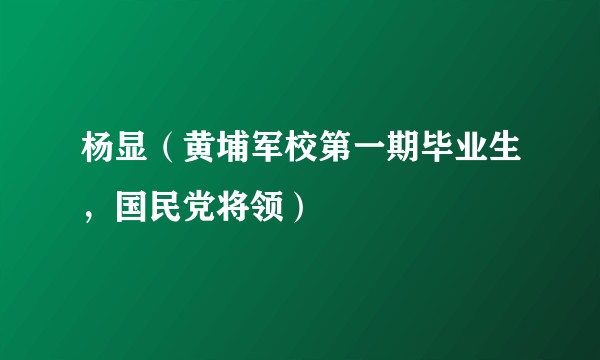 杨显（黄埔军校第一期毕业生，国民党将领）