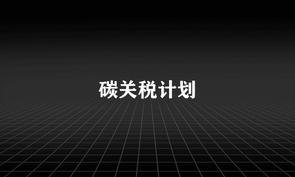 碳关税计划