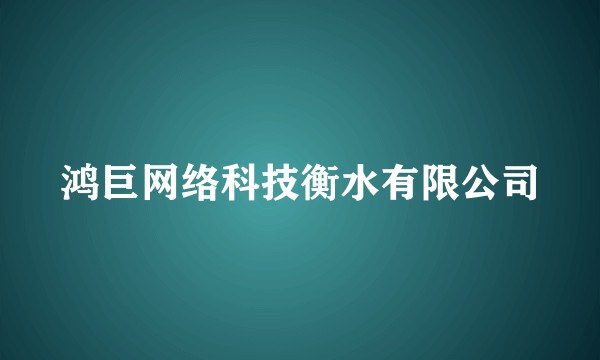 鸿巨网络科技衡水有限公司