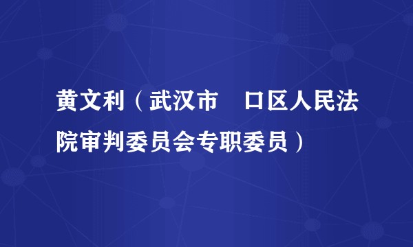 黄文利(武汉市硚口区人民法院审判委员会专职委员)