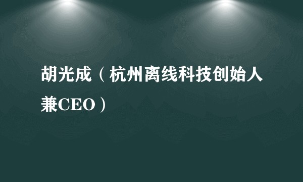 胡光成（杭州离线科技创始人兼CEO）