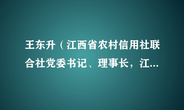 王东升（江西省农村信用社联合社党委书记、理事长，江西农村商业联合银行股份有限公司董事长）