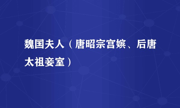 魏国夫人（唐昭宗宫嫔、后唐太祖妾室）