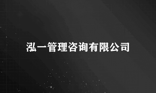 泓一管理咨询有限公司
