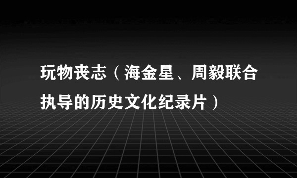 玩物丧志（海金星、周毅联合执导的历史文化纪录片）