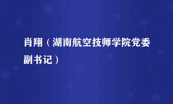 肖翔(湖南航空技师学院党委副书记)