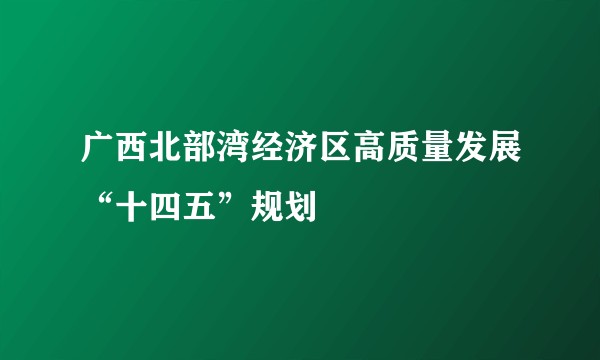 广西北部湾经济区高质量发展“十四五”规划