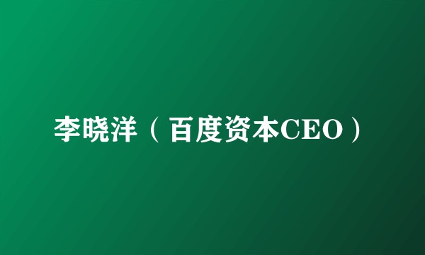 李晓洋(百度资本CEO)