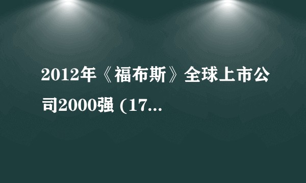 2012年《福布斯》全球上市公司2000强 (1701-1799)