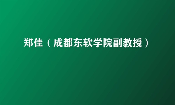 郑佳（成都东软学院副教授）