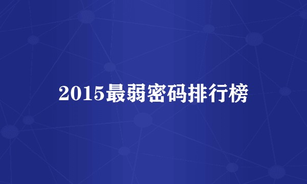2015最弱密码排行榜