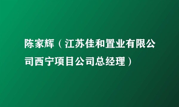 陈家辉（江苏佳和置业有限公司西宁项目公司总经理）