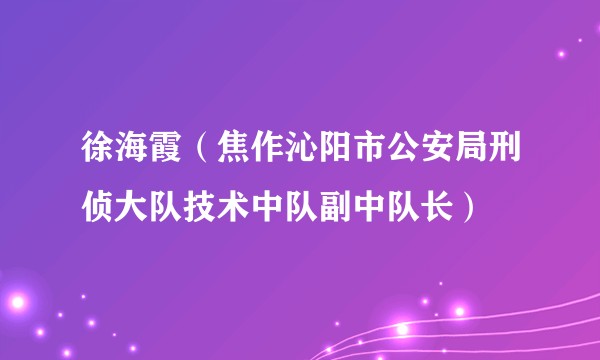 徐海霞（焦作沁阳市公安局刑侦大队技术中队副中队长）