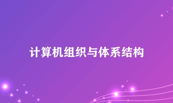 计算机组织与体系结构
