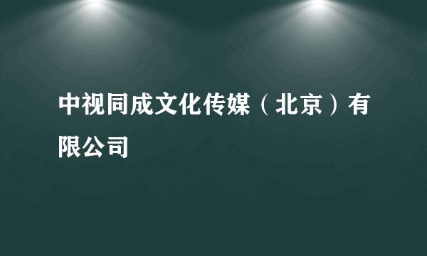 中视同成文化传媒（北京）有限公司