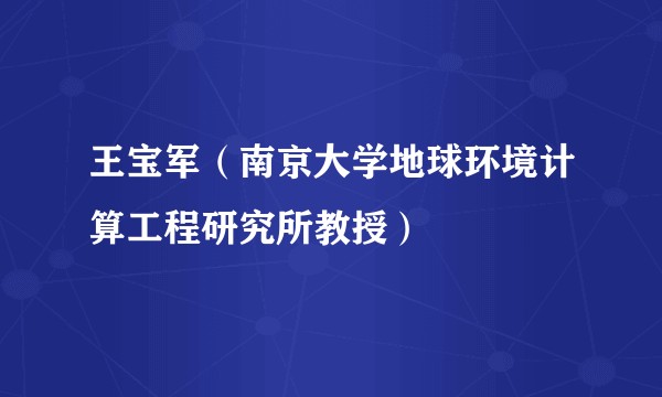 王宝军(南京大学地球环境计算工程研究所教授)