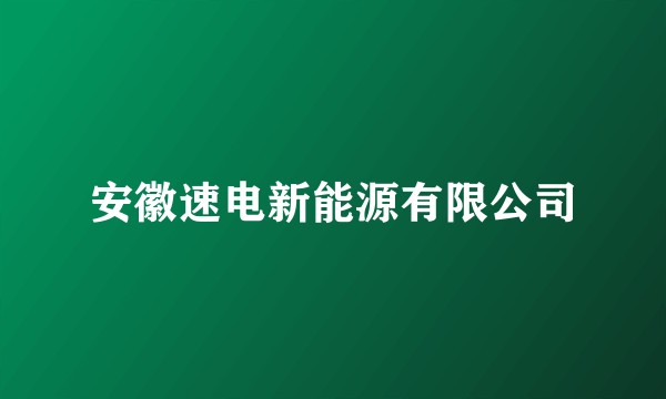 安徽速电新能源有限公司