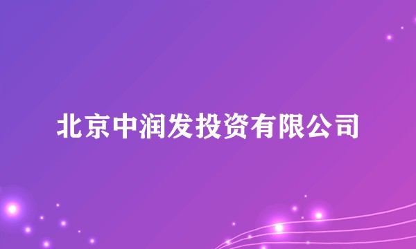 北京中润发投资有限公司