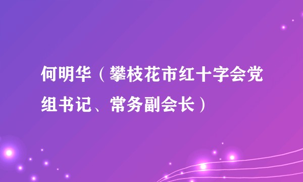何明华（攀枝花市红十字会党组书记、常务副会长）