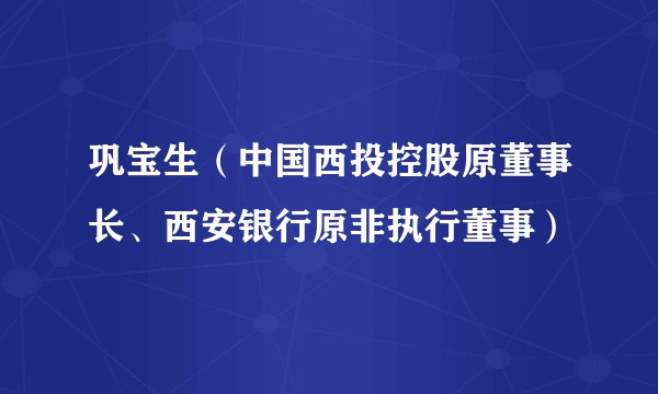 巩宝生（中国西投控股原董事长、西安银行原非执行董事）