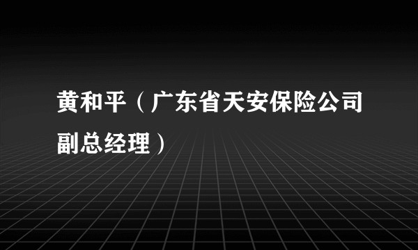 黄和平（广东省天安保险公司副总经理）