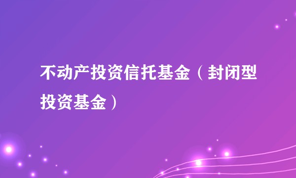 不动产投资信托基金（封闭型投资基金）