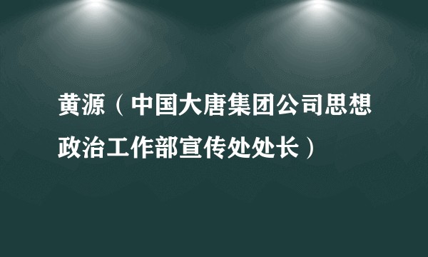 黄源（中国大唐集团公司思想政治工作部宣传处处长）