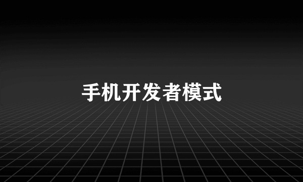 手机开发者模式