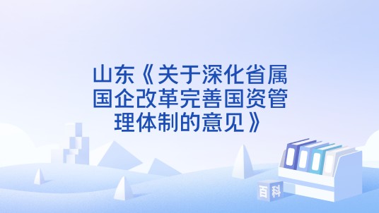 山东《关于深化省属国企改革完善国资管理体制的意见》
