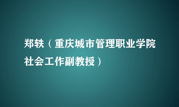 郑轶（重庆城市管理职业学院社会工作副教授）
