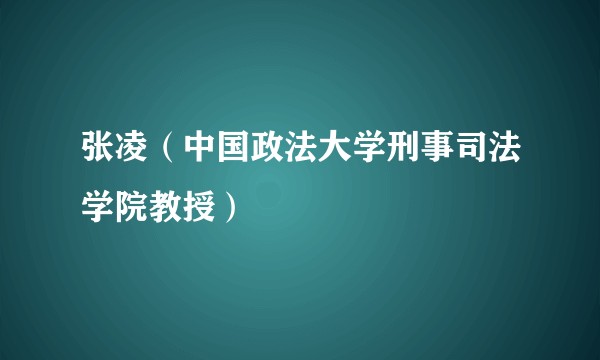 张凌（中国政法大学刑事司法学院教授）