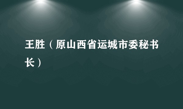 王胜（原山西省运城市委秘书长）