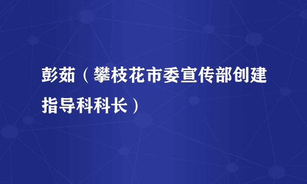 彭茹（攀枝花市委宣传部创建指导科科长）