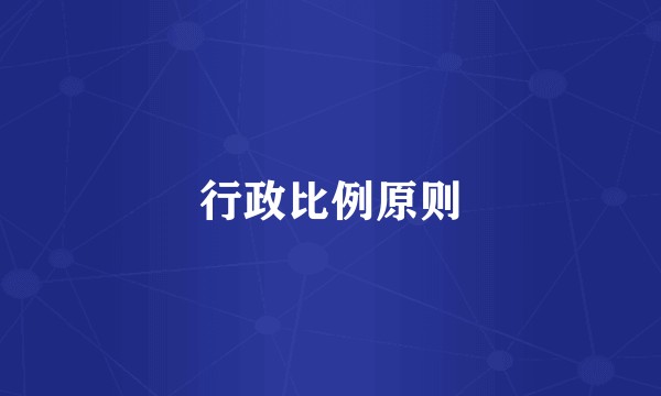 行政比例原则