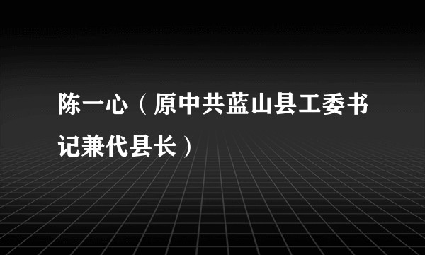 陈一心（原中共蓝山县工委书记兼代县长）