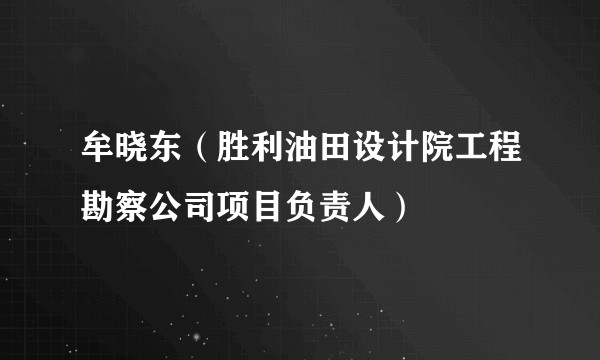 牟晓东（胜利油田设计院工程勘察公司项目负责人）