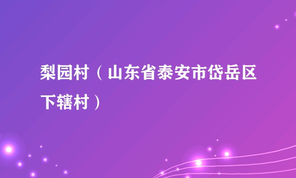 梨园村（山东省泰安市岱岳区下辖村）