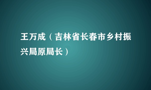 王万成（吉林省长春市乡村振兴局原局长）