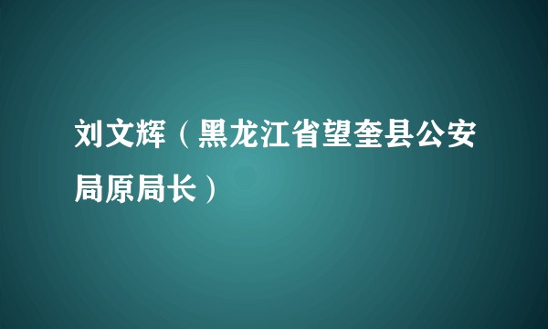刘文辉（黑龙江省望奎县公安局原局长）