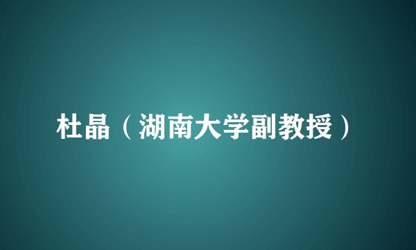 杜晶（湖南大学副教授）