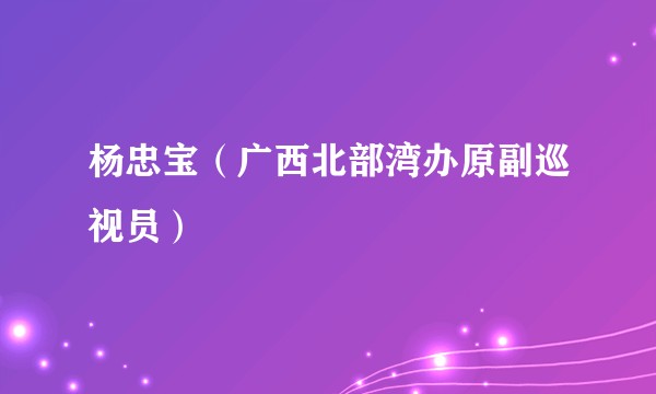 杨忠宝（广西北部湾办原副巡视员）