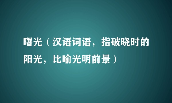 曙光（汉语词语，指破晓时的阳光，比喻光明前景）