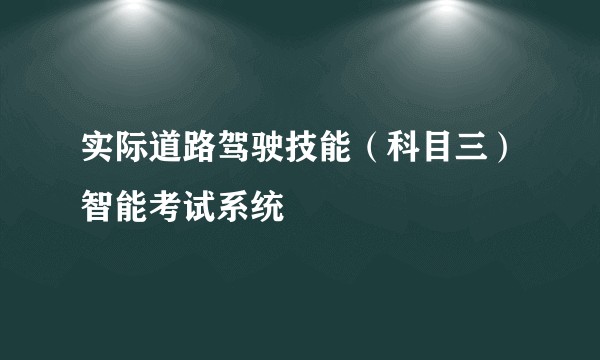 实际道路驾驶技能（科目三）智能考试系统