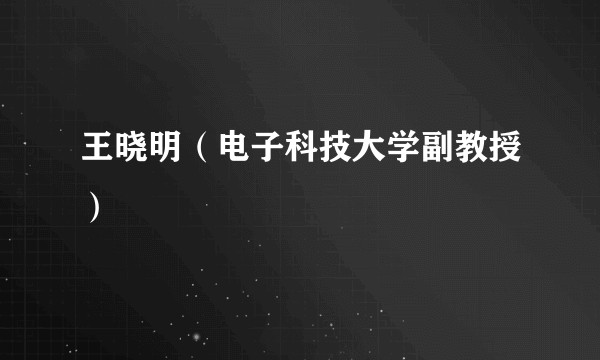 王晓明(电子科技大学副教授)