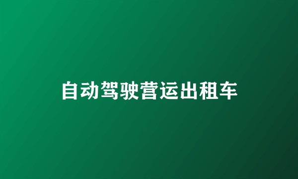自动驾驶营运出租车