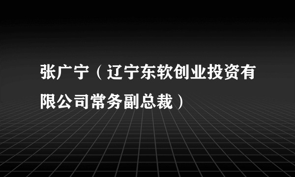 张广宁（辽宁东软创业投资有限公司常务副总裁）