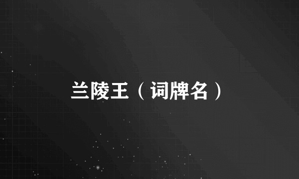 兰陵王（词牌名）